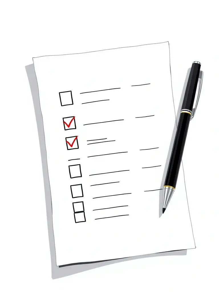 A downloadable worksheet icon with a pen, representing the practical tools available for planning and organizing senior living choices.