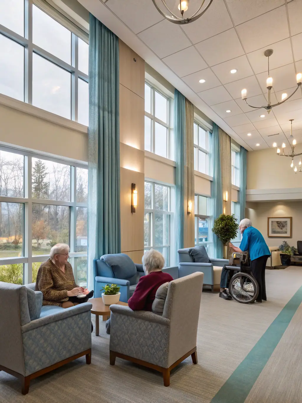 A calm and secure memory care unit with specialized activities and compassionate caregivers, designed to provide a safe and supportive environment for residents.